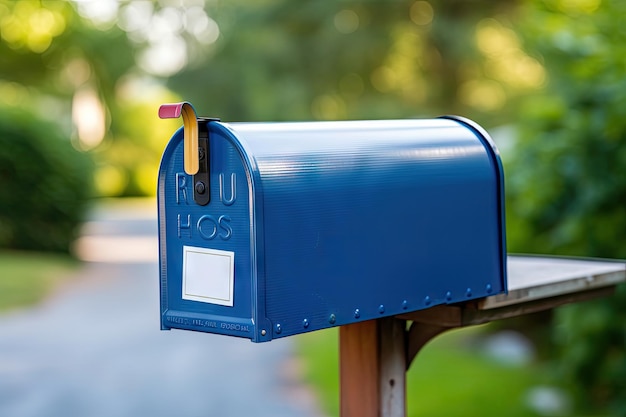 Woman placing envelope in mailbox close up