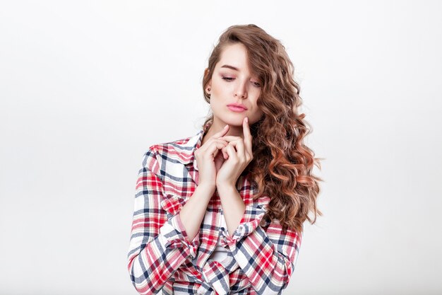 Woman in plaid shirt