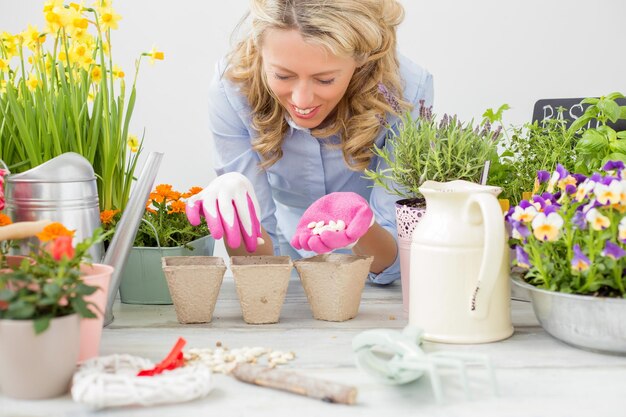 Woman planting seeds