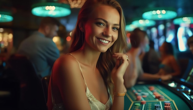 A woman playing casino games