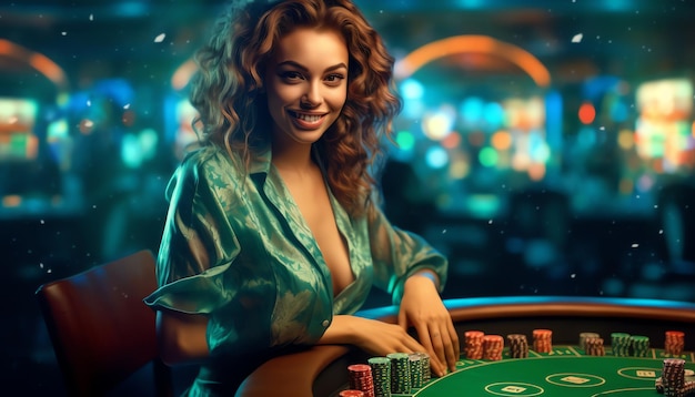 A woman playing casino games