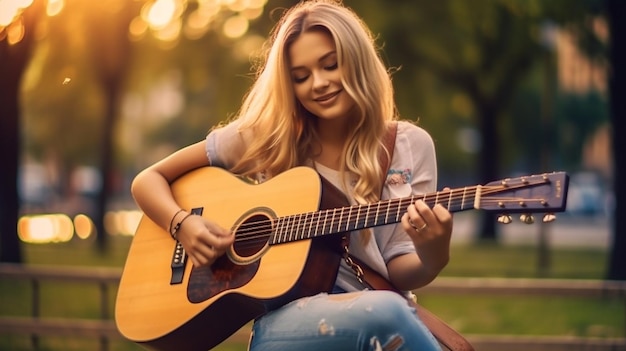 ギターを弾く女