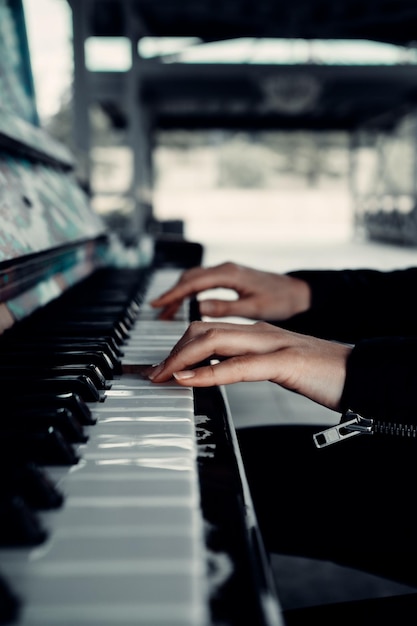 woman playing piano