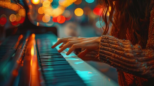 Photo woman playing piano