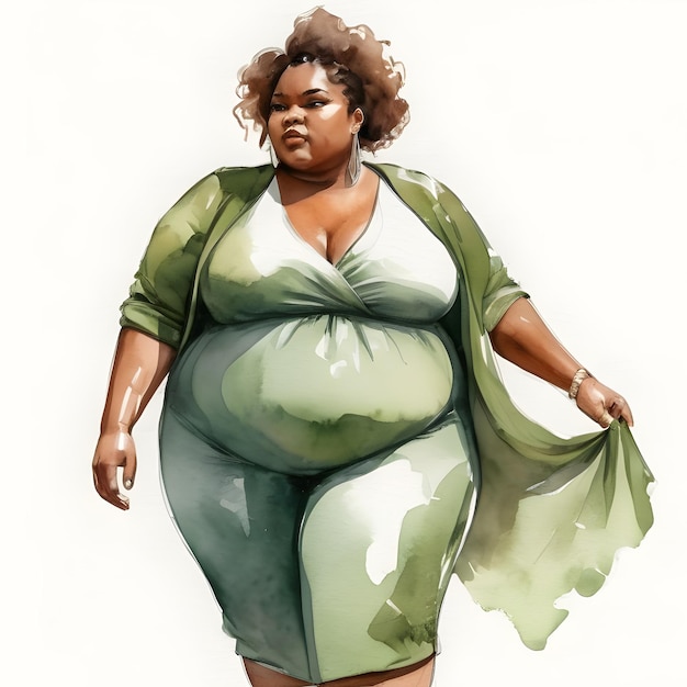 Photo woman plus size in watercolor