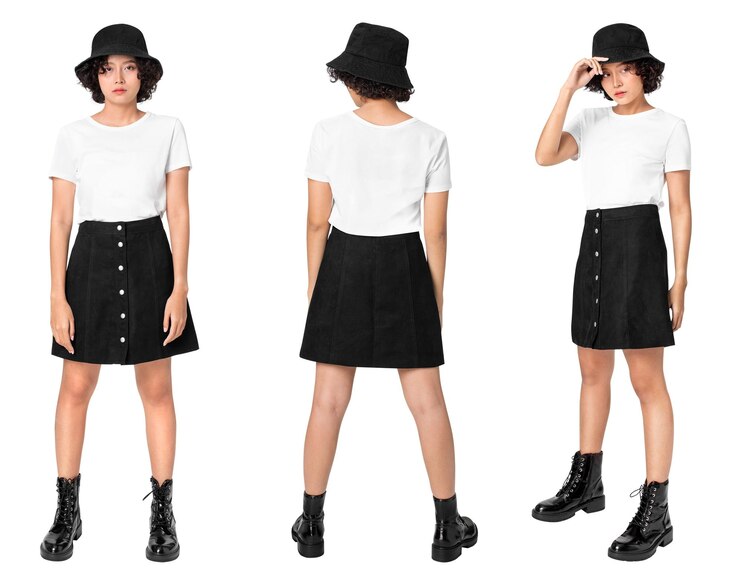 Photo 穿著白色t恤和<unk>子的女子png模型街頭服裝套裝