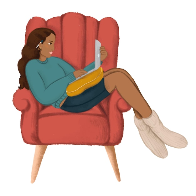 woman png working from home sticker transparent background