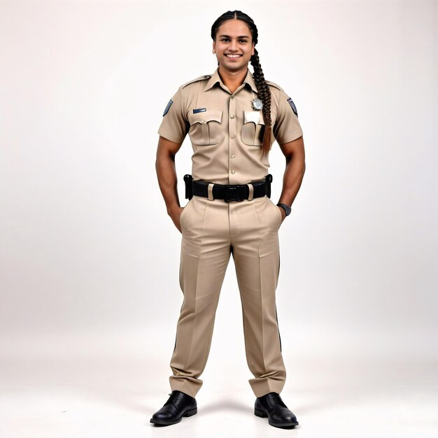 a woman in a police uniform posing for a photo