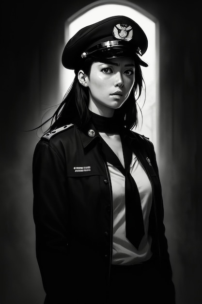 A woman in a police uniform with the word " gk " on the front.