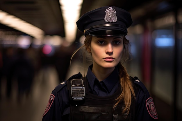 a woman in a police uniform