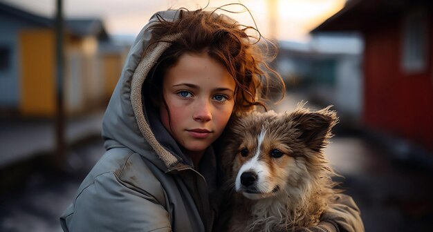 the woman on the porch is holding his puppy