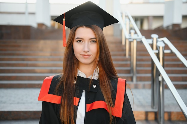 Woman portrait on her graduation day university education
graduation and people concept