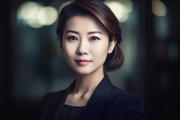 Woman portrait space office confident businesswoman business copy smile corporate asian happy Generative AI