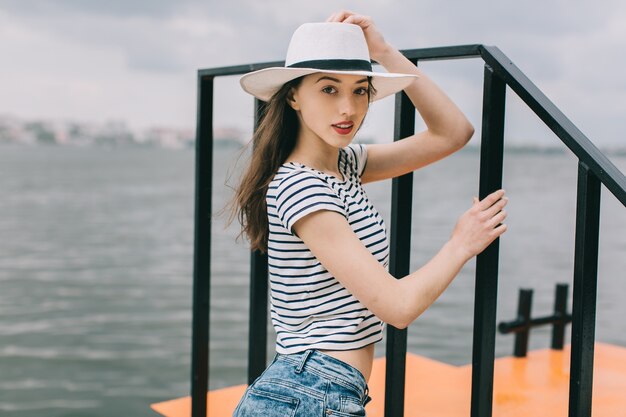 woman posing on the beach