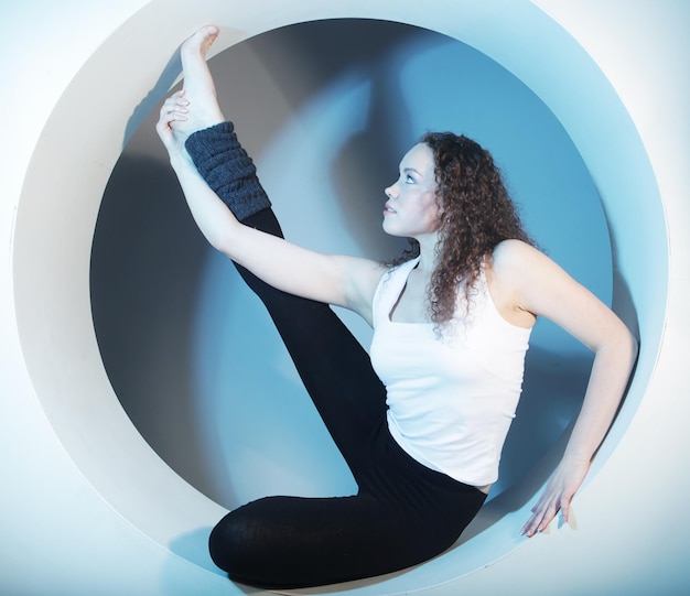 Woman posing in a circle