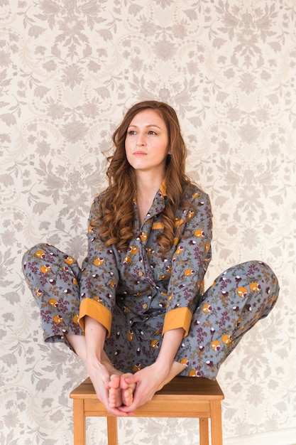 Woman posing in comfortable clothes at home