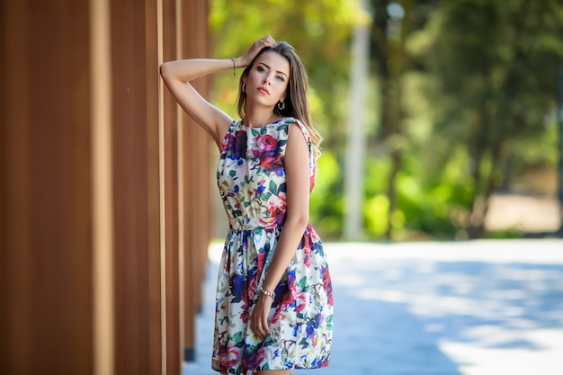 Woman posing at the street in a summer day 