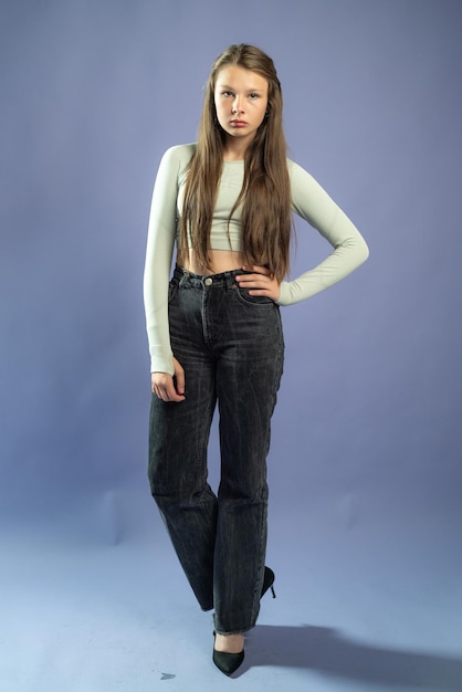 Woman posing in studio