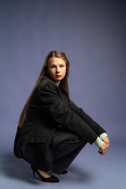 Woman posing in studio