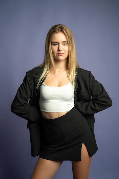 Woman posing in studio