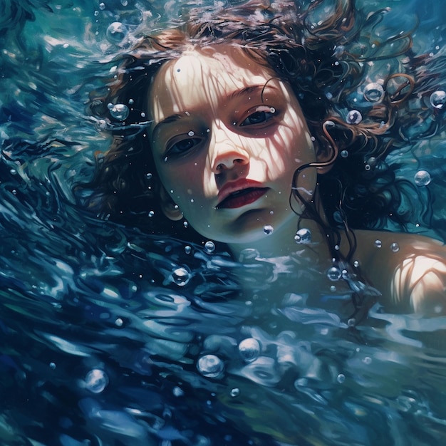 Photo woman posing underwater