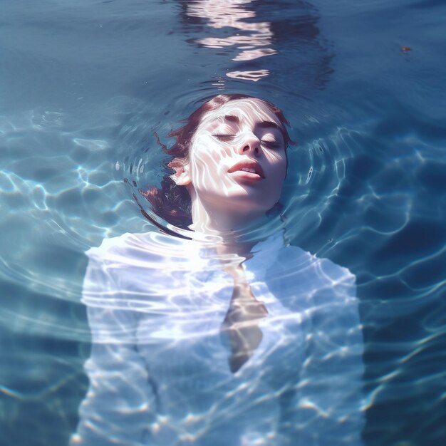 Woman posing underwater