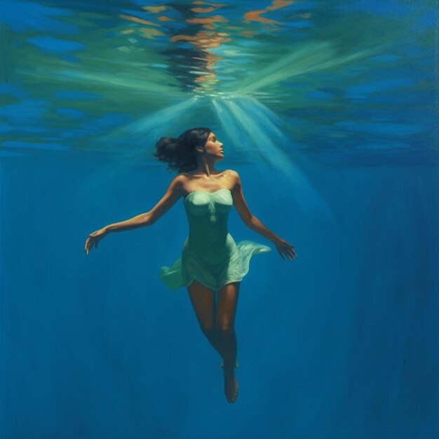 Woman posing underwater