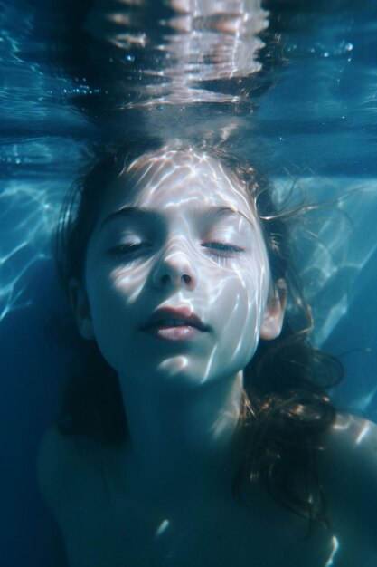 Woman posing underwater