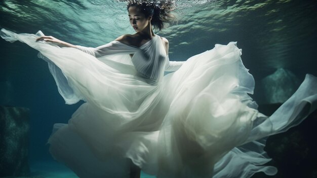 Photo woman posing underwater