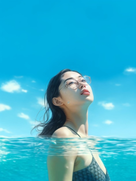 Woman posing underwater