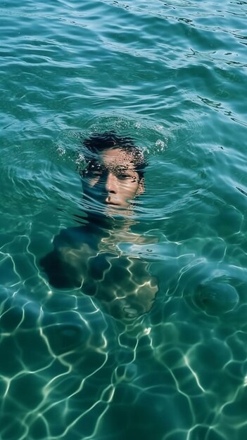 Woman posing underwater