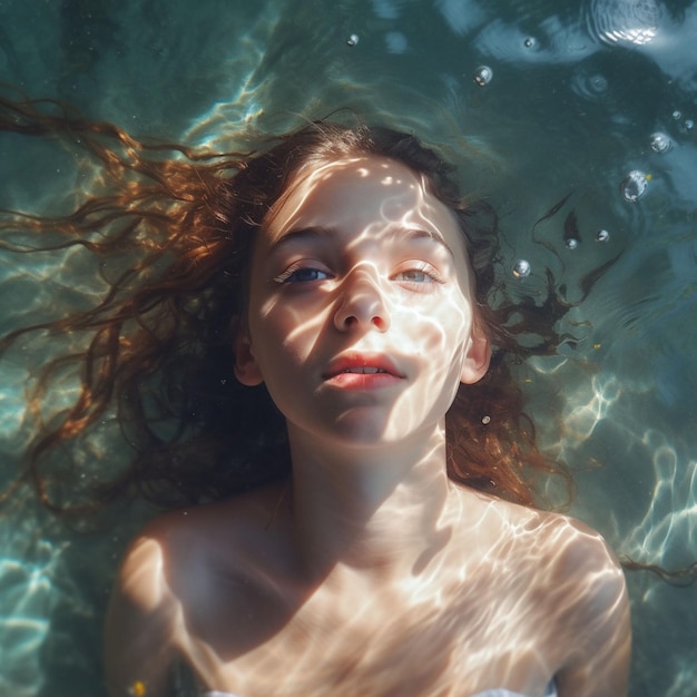 Photo woman posing underwater