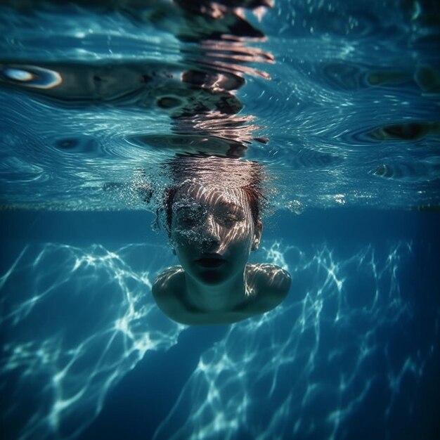 Woman posing underwater