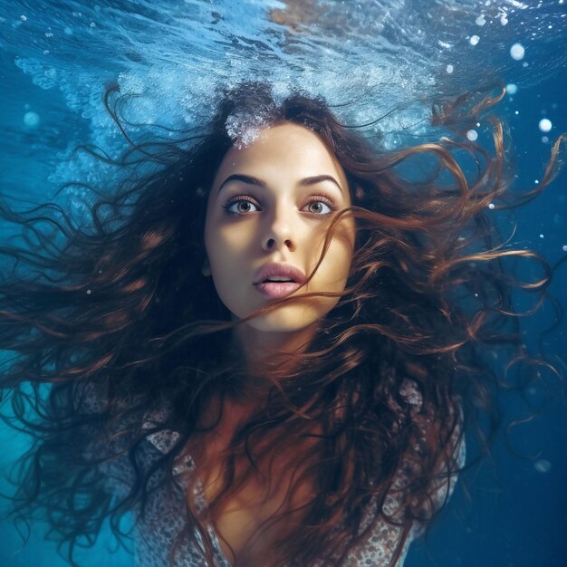 Photo woman posing underwater