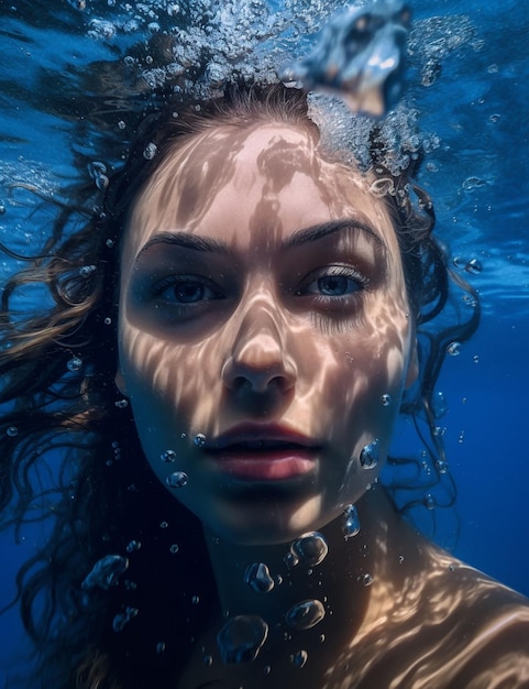 Foto donna che posa sott'acqua