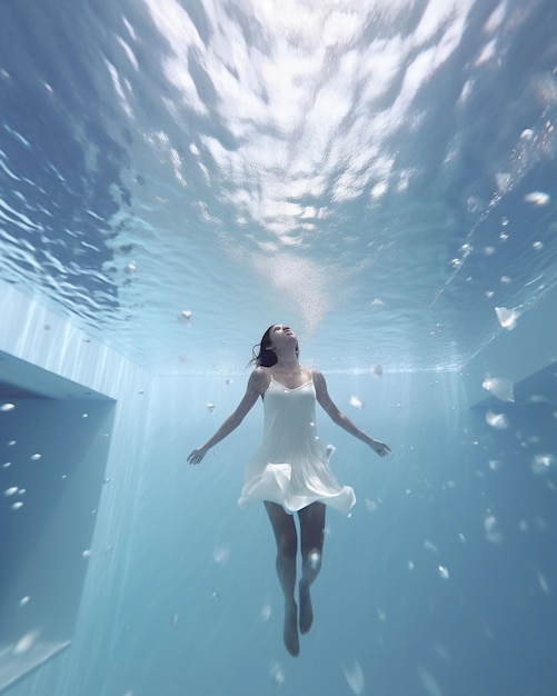 Foto donna che posa sott'acqua