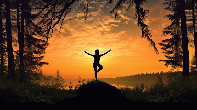 A Woman Practicing Yoga