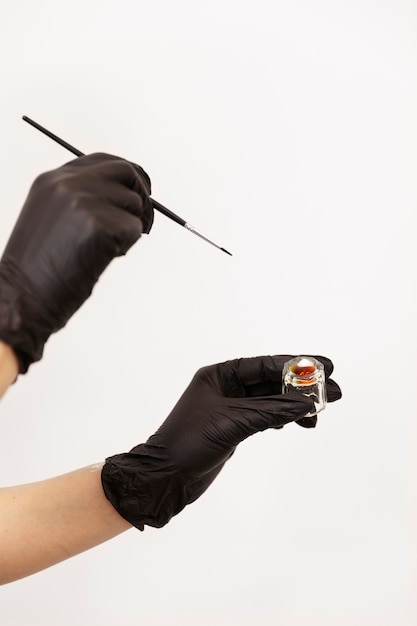 Woman preparing for a microblading treatment