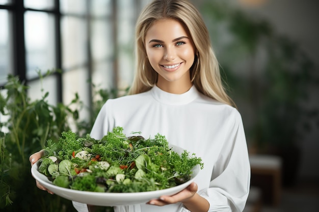 woman preparing salad healthy eating diet