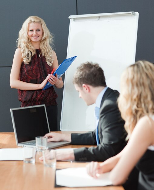 woman presenting at a business teamwork meeting