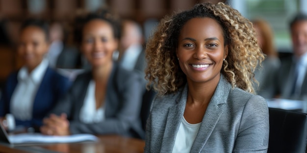 Woman Presenting at Table