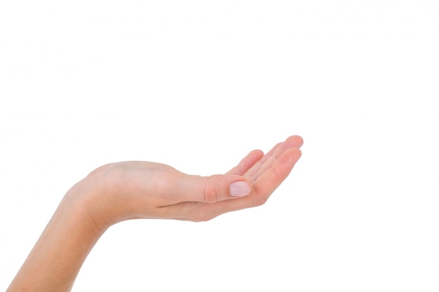 Photo woman presenting with her hands