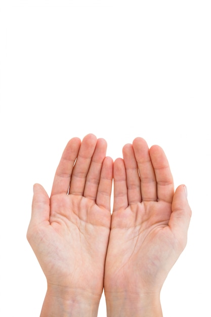 Woman presenting with her hands