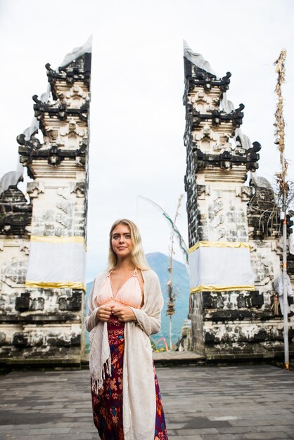 Woman at Pura Lempuyang temple in Bali