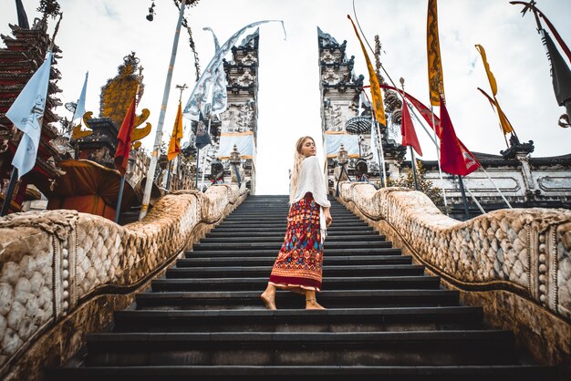 Woman at Pura Lempuyang temple in Bali