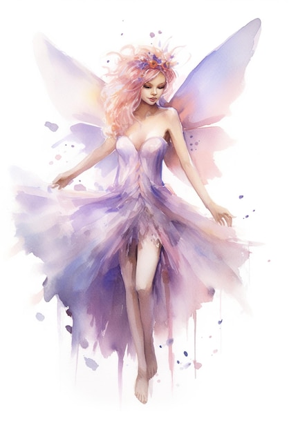 A woman in a purple dress with a butterfly on her back Generative AI image