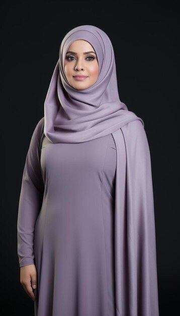 Photo a woman in a purple dress with a long neckline