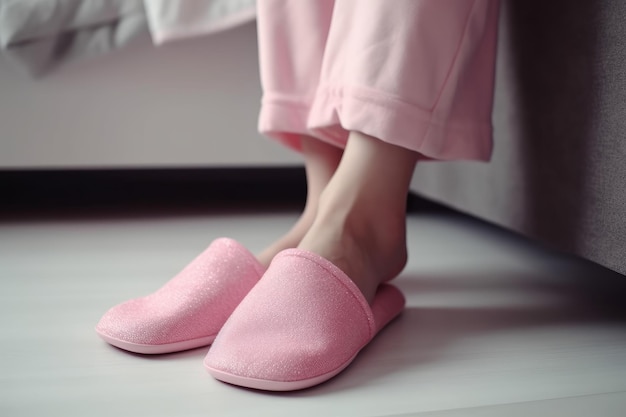 Woman putting slippers Generate Ai