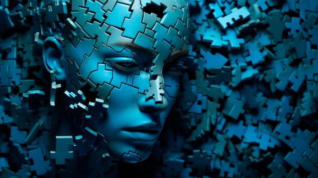 woman in puzzle pieces generative AI