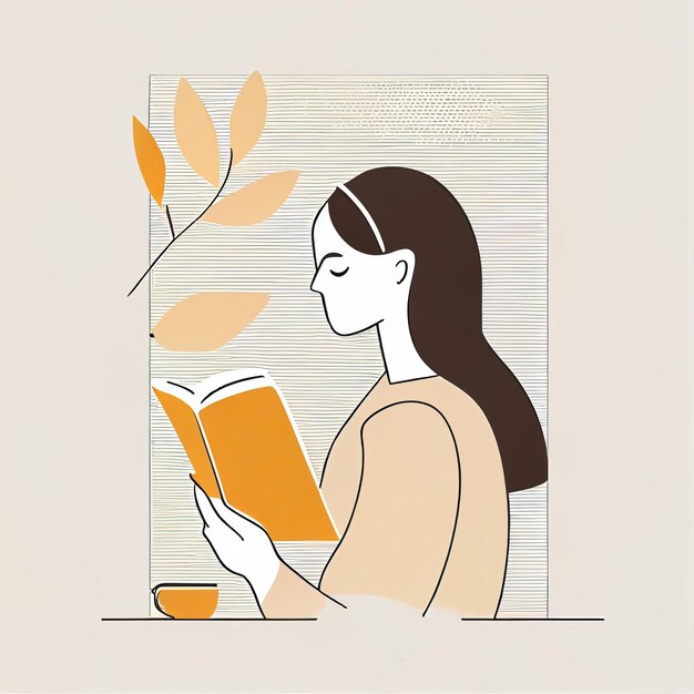 Woman reading book in doodle book generative ai